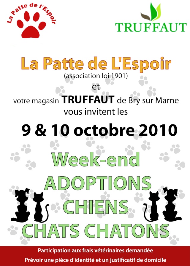 • 9 et 10 Octobre 2010- -Week-end adoptions et boutique- Truffaut de BRY SUR MARNE (94)  Affich10