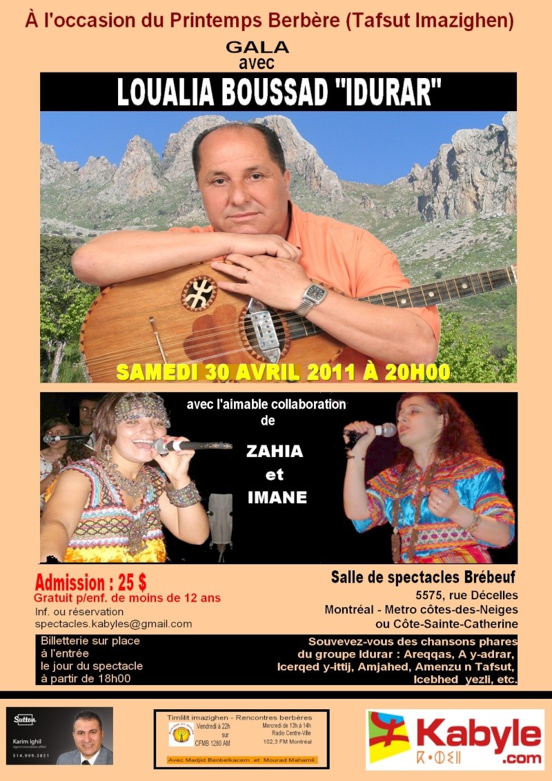 gala avec Idurar Loualia Boussad le samedi 30 avril 2011 à 20h - salle de spectacles Brébeuf Affich10
