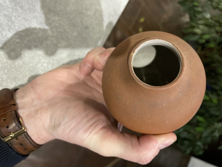 Vase boule terre cuite emaillé intérieur meersburger keramik Allemagne  A9f52e10