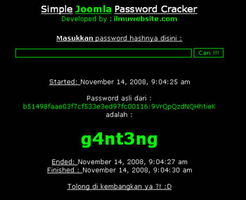 Konsep sederhana Joomla Password Cracker 613