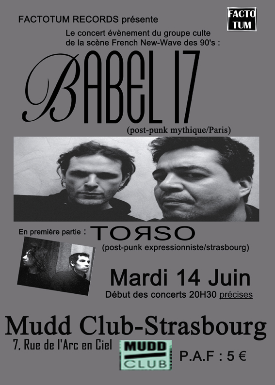 Babel 17 + TORSO en concert le 14 juin à strasbourg Flers_11