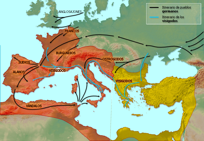 Las invasiones germánicas y el reino visigodo (siglo V-711) Invasi10