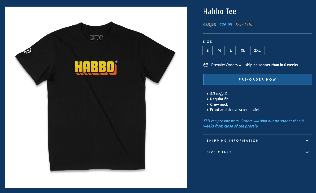 Habbo Merch Shop: presale con 20% di sconto Sche3505