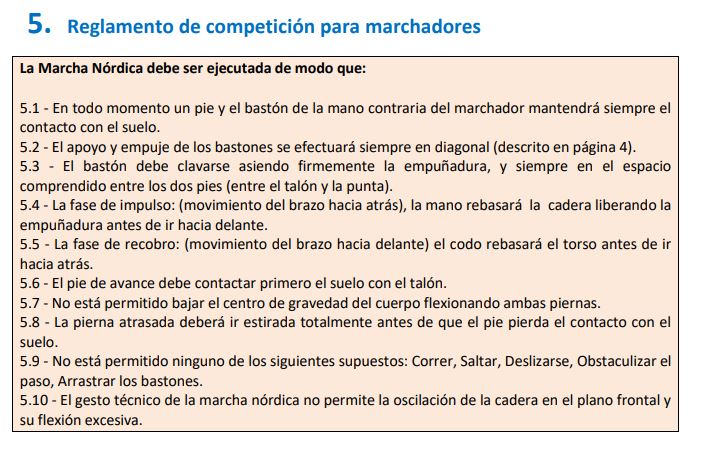 reglement - Réglement des compétitions en Marche Nordique FEDME en Espagne Fedmer10