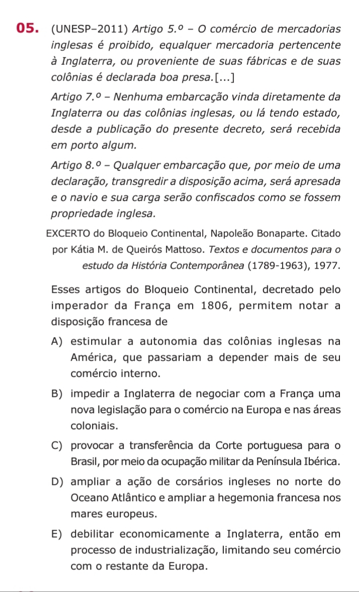 Bloqueio Continental (Unesp 2011) 20181213