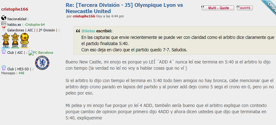 Denuncia partido Olympique de lyon vs New Castle  Cris10