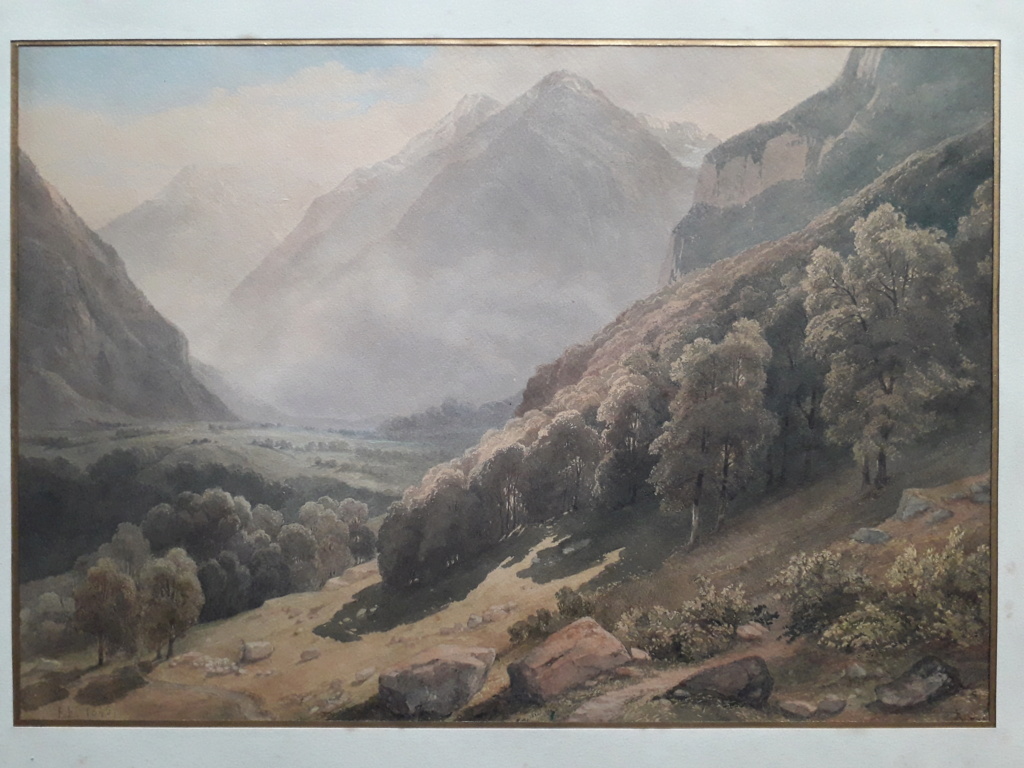 Une aquarelle de la vallée de Meiringen 1845 élève de Calame 20210217