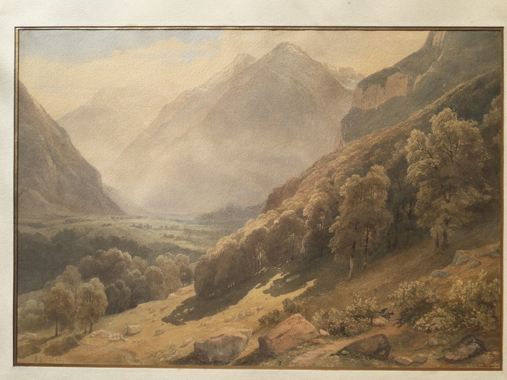 Une aquarelle de la vallée de Meiringen 1845 élève de Calame 20210224