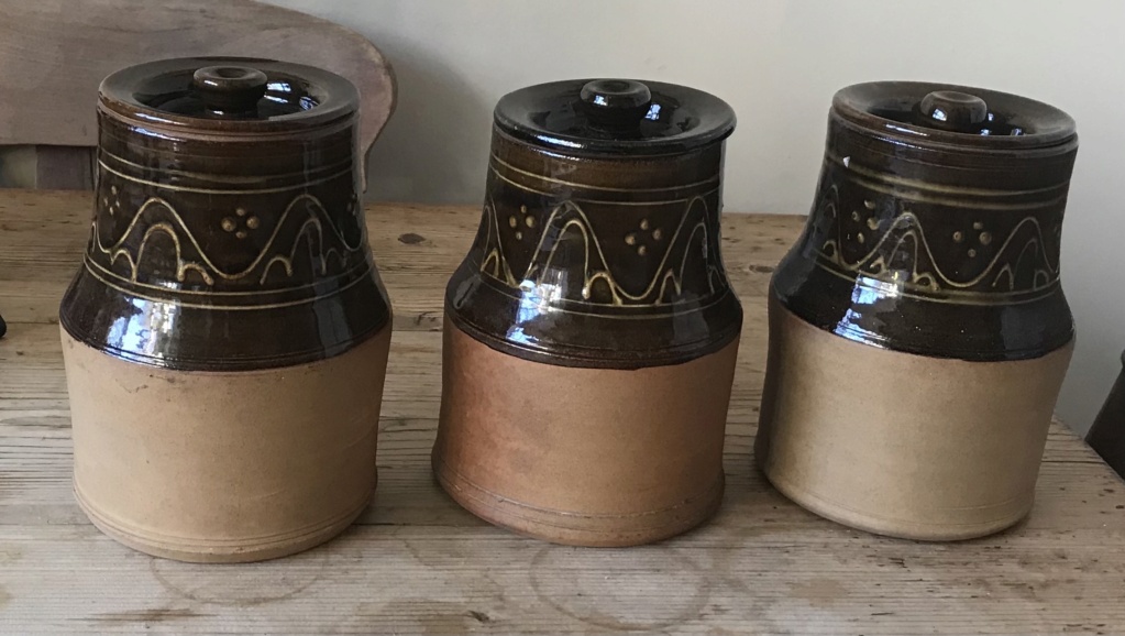 Three studio pottery storage jars bp or pb mark - Paul Berman  48392210