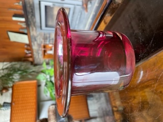 1970s? Cranberry Glass Flared Vase Img_0516