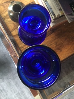 Blue Glass Bubble Vases - Lindshammer Style But Not Cased Glass -  Img_1813
