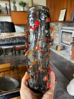 Wacky Glass Vase With Applied Blobs  Img_4720