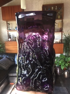 Large Aubergine Slab Vase with Whitefriars style base and pontil. Img_8312