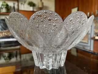 Clear Glass Bowl With Leaf Decor - Czech? Scandinavian? Img_8818