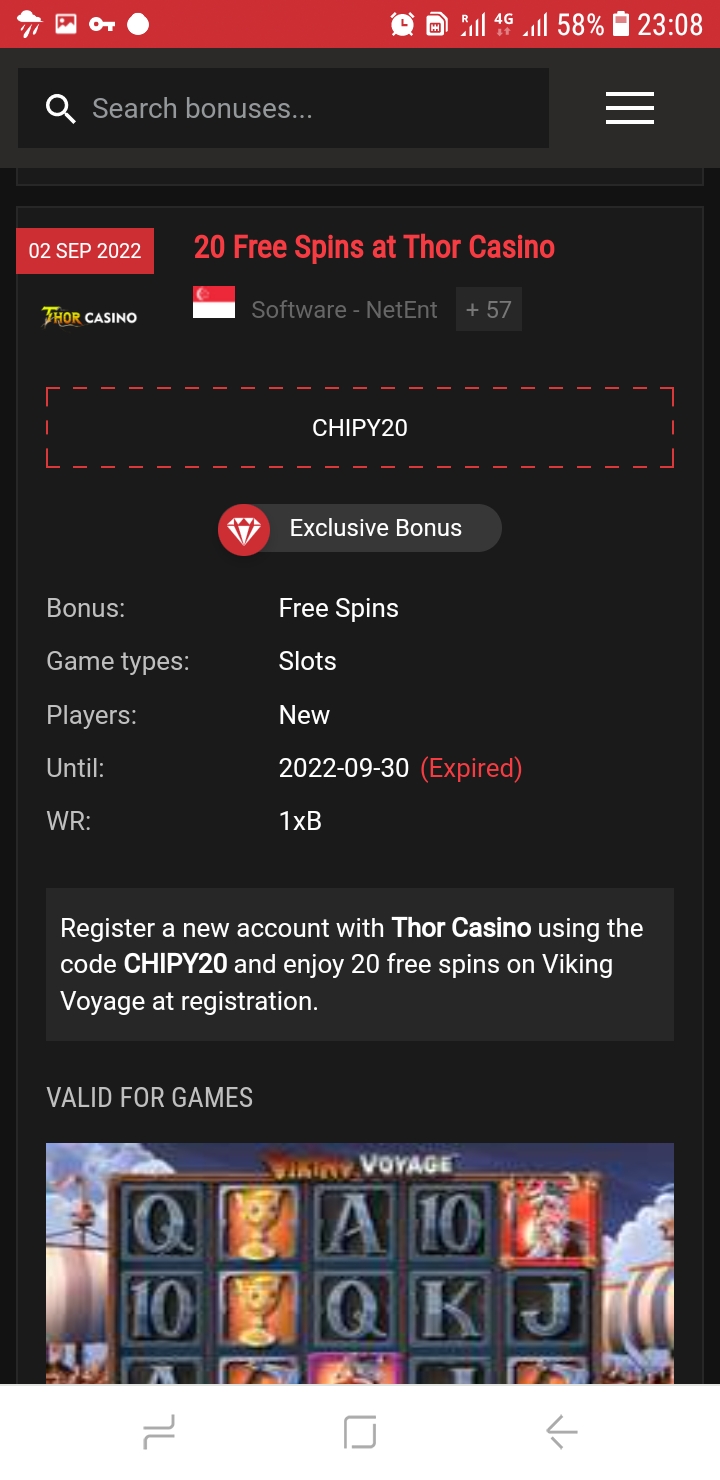 Thor Casino online darmowe promocje Screen55