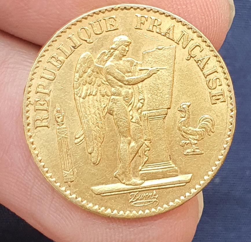 Monedas Isabel II y 20 francos 1875 20220720