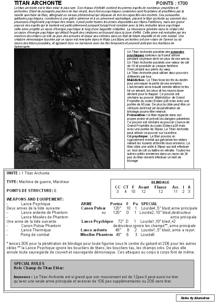 [Datasheet] Titans ELDARS PHANTOM et Titan ARCHONTE Archon10