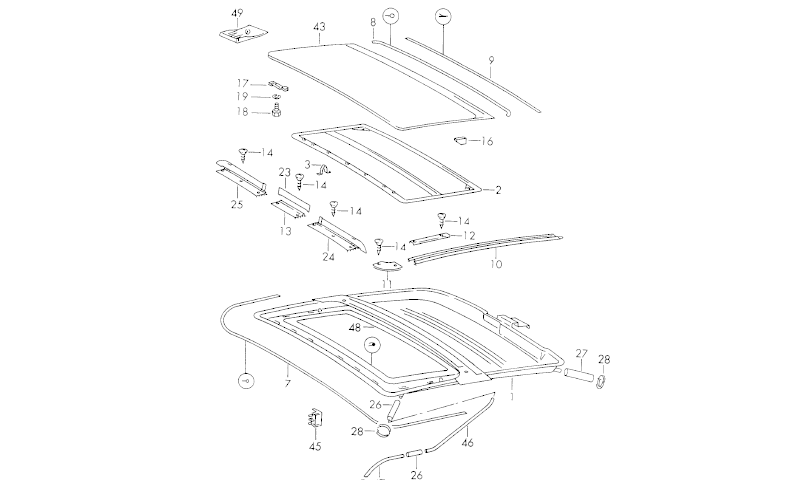 Joint de toit ouvrant porsche 911 classic de 1976 To_91110