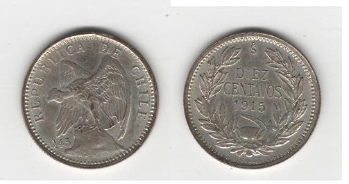 Chile, 10 centavos, 1915 Republ10