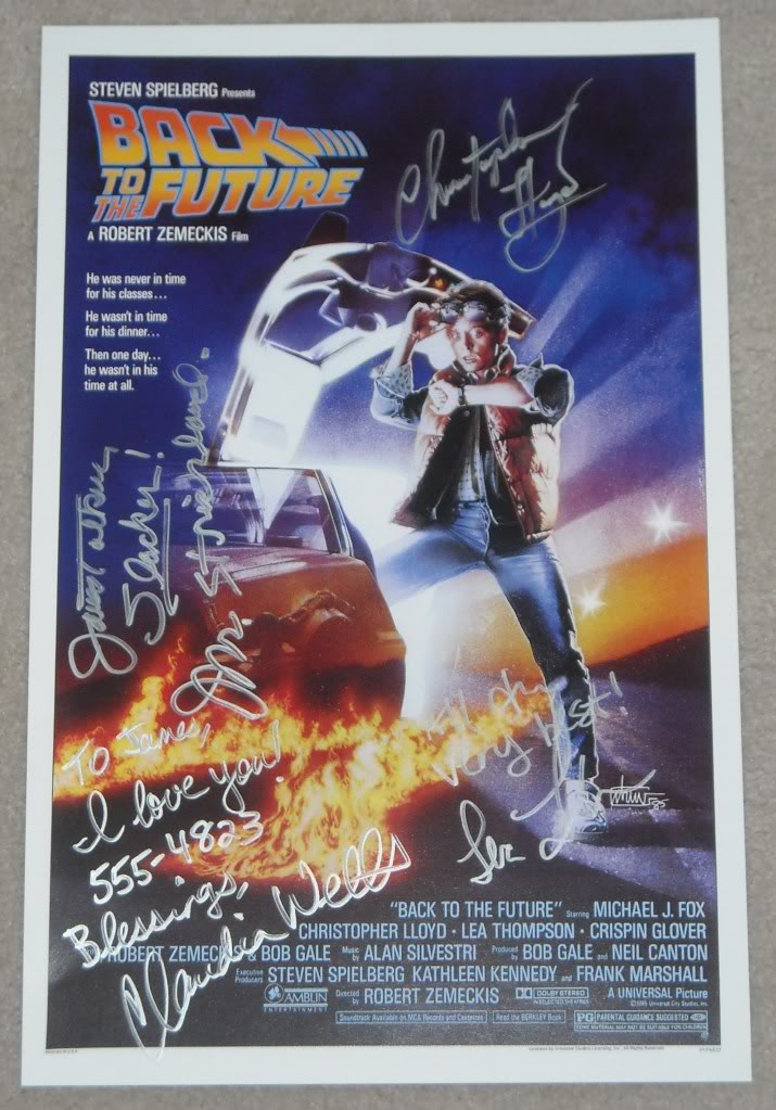 SOLD!!!:  BTTF Signed Mini Poster & License Plate Bttfmi10