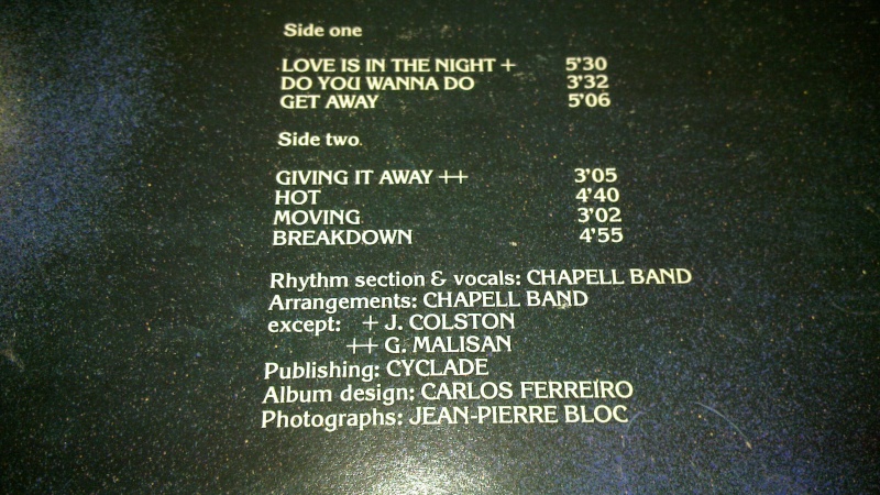 CHAPELL BAND LP's love is in the night  20090811