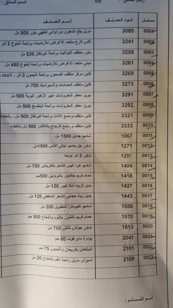 منتجات توفرت اليوم الاربعاء 17-10-2018   بفرع المنصوره 1243