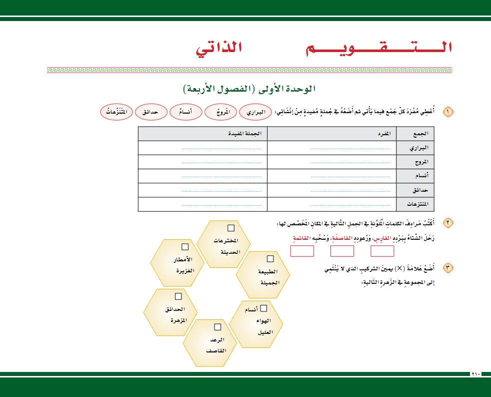 نشاطات تقويمية المستوى الرابع 810