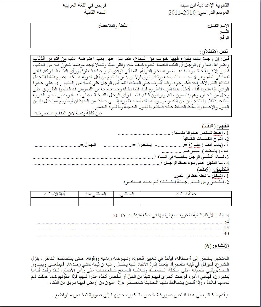 فرض محروس الدورة 2 رقم2 Examen10