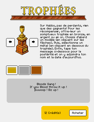 Offrir un trophée pour le gang Trophe11