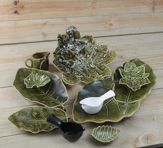 Studio Ceramics leaf dishes and nikau leaf vases  Leaf_d10