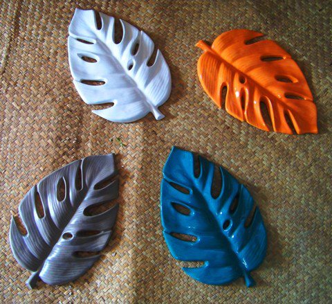 Studio Ceramics leaf dishes and nikau leaf vases  Leaf_d11