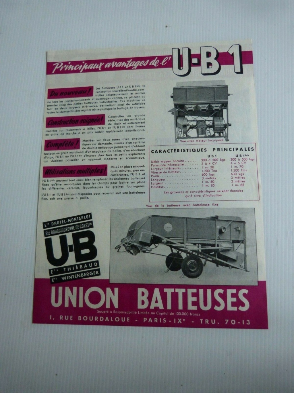 Batteuse UNION BATTEUSE UB-1 à poste fixe S-l16010
