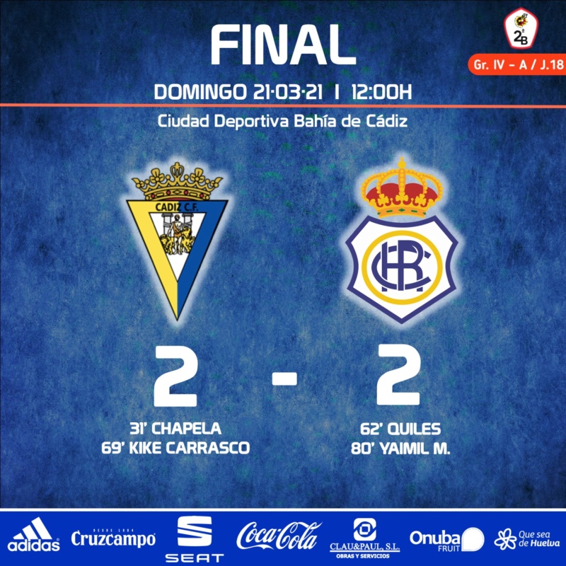 JORN.18ª 2ª DIVISION B GRUPO IV SUBGRUPO A TEMP.2020/2021 CADIZ CF B-RECREATIVO DE HUELVA (POST OFICIAL) 01958