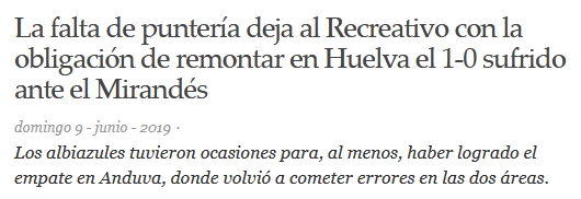 ASI VIERON LOS PERIODICOS EL MIRANDES 1-RECRE 0 08217