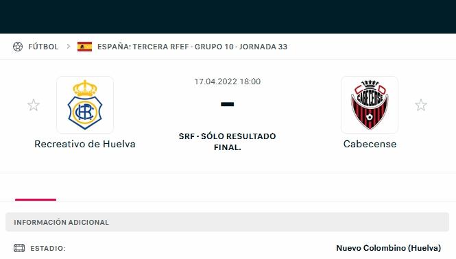 3ª RFEF GRUPO X TEMPORADA 2021/2022 JORNADA 33 RECREATIVO-CD CABECENSE (POST OFICIAL) 15704