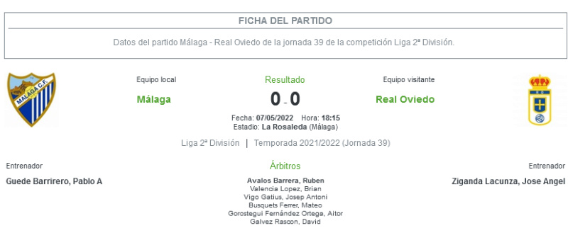 JORNADA 39 LIGA SAMARTBANK 2021/2022 MALAGA CF-REAL OVIEDO (POST OFICIAL) 1899