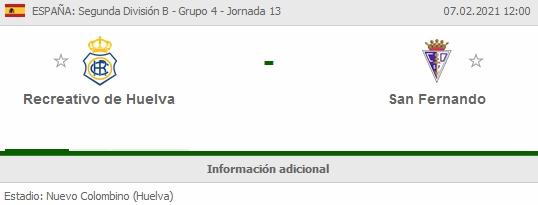 JORN.13 2ª DIVISION B GRUPO IV SUBGRUPO A TEMP.2020/2021 RECREATIVO-SAN FERNANDO CD (POST OFICIAL) 21290