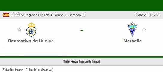 JORNADA 15ª 2ª DIVISION B GRUPO IV SUBGRUPO A TEMP.2020/2021 RECREATIVO DE HUELVA-MARBELLA FC (POST OFICIAL) 28220