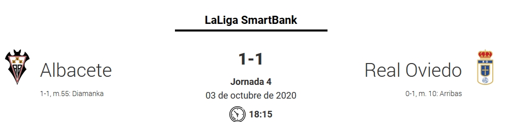 JORN.4 LIGA SMARTBANK 2020/2021ALBACETE BALOMPIE-REAL OVIEDO (POST OFICIAL) Capt3752