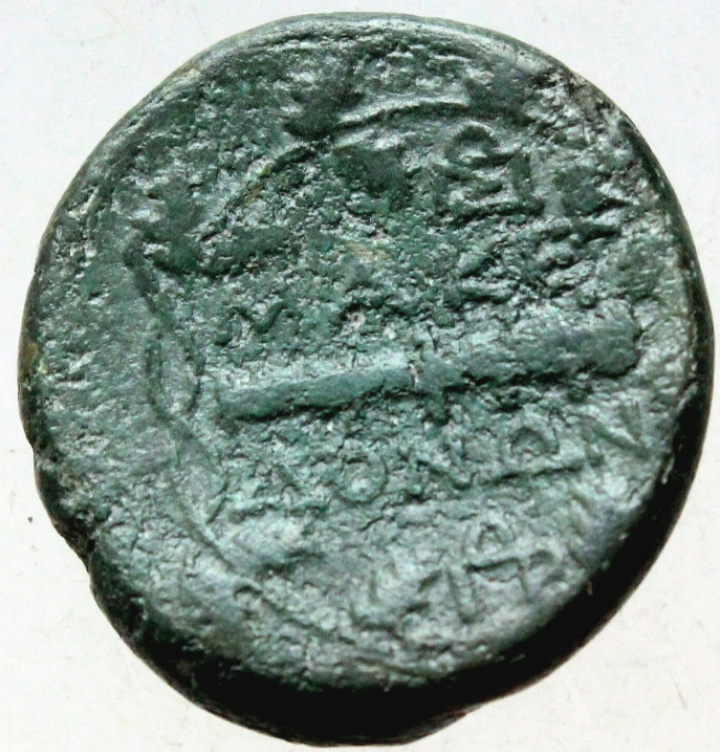 AE24 de Filipo V de Macedonia, Anfípolis. Cabeza de Poseidón 20190818