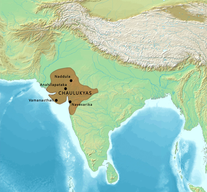 Dinastia Chaulukya de Gujarat, Dracma (Gadhiya Paisa), c. 950-1050 Map_of10