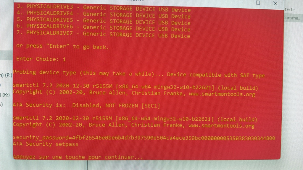 SOS expert modder XBOX : disque locké avec XBoxHDM/smartctl, mais impossible à delocker 20221020