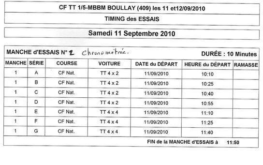 4 eme manche de  C.F  au Boullay mivoye 11 et 12 sept 2010 - Page 2 Timing11