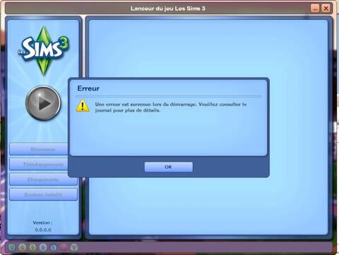 Résolu] [Sims 3 / Bugs du jeu: Lanceur] Une erreur est survenue lors du  démarrage