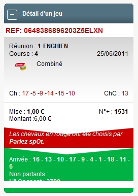 ENGHIEN REUNION 1 COURSE 4 --- 25.06.2011 --- mise : 60 € gain : 0 €   Scree224