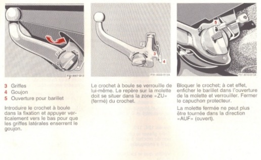 attelage Oris demontable pour W124 berline Doc1010