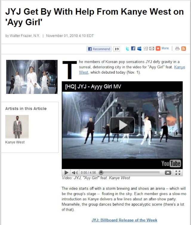 [NOTICIAS] Billboard - JYJ and Kanye West  "Ayyy Girl'  Billbo10