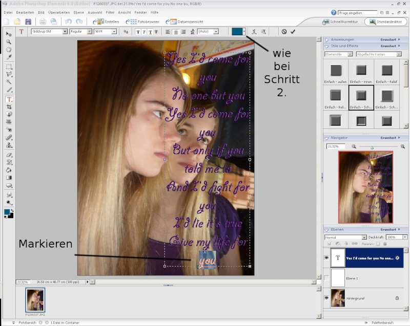 [Tutorial] Photoshop Elements 4.0 - Schriften bearbeiten 412