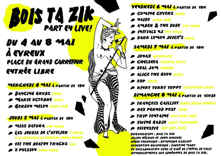 Festival " Bois ta zic part en live" du 4 au 8 mai Evreux Prog11