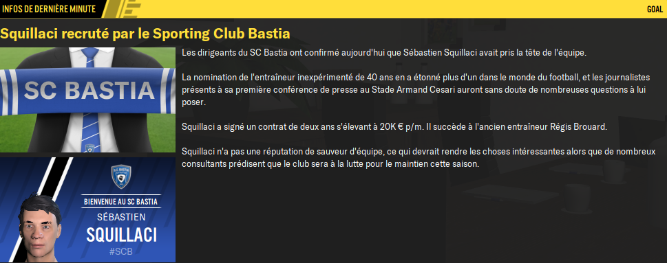 [FM22] SC Bastia | Squillaci aux manettes Foot1460